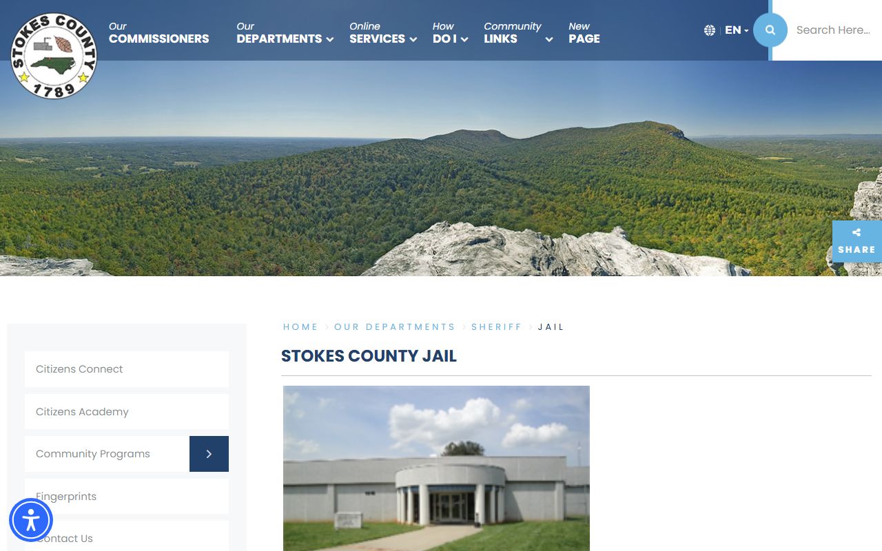 Stokes County Jail inmate lookup official jail page